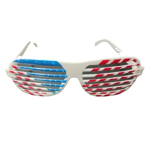 Lunettes à volets drapeau USA pour fête avec rayures rouges blanches et bleues