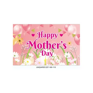 Roze Happy Mother's Day achtergrond met ballonnen en bloemen voor het feest