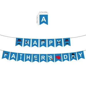 Banderole Happy Father's Day bleue avec motifs masculins pour décoration de fête