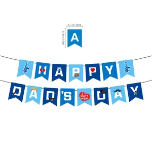 Décoration de fête fête des pères avec bannière Happy Dad's Day et icônes de cravate bleue