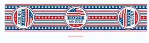 Detail of USA Independence Day banner with stars, stripes and Happy 4th of July logos
