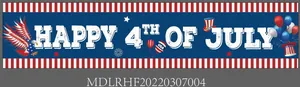 Detail of Happy 4th of July banner with bald eagle and patriotic stars and stripes
