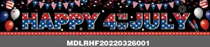 Detailed flat design of a Happy 4th of July banner with festive stars and balloons