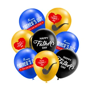 Blue and gold Happy Father's Day balloon set with You Are The King printed patterns