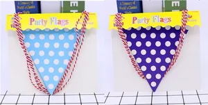 Ghirlanda di bandierine a pois blu e viola per decorazioni di feste di compleanno