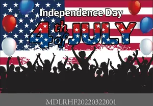 Detailed USA Independence Day backdrop with July 4th balloons and flag graphics