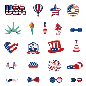 Lot de 20 accessoires photo pour le 4 juillet avec motifs patriotiques du drapeau USA