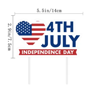 Patriotic heart American flag cake topper for Independence Day party decorations