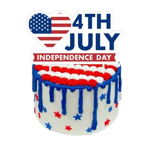 Heart USA Flag Independence Day Cake Topper July 4th Festive Paper Cake Decoration For Birthday Party Celebration Supplies