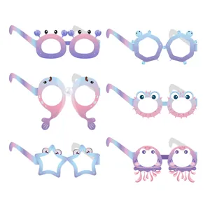 Mermaid Theme Birthday Party Decoration Paper Glasses Ocean Cartoon Design Celebration Costume Props For Kids Adult Party