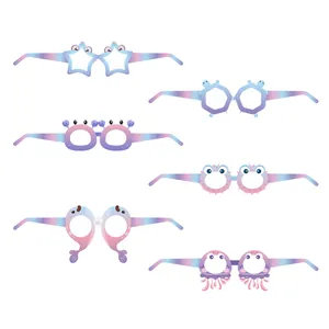 Pack of 6 mermaid themed ocean creature paper glasses for kids birthday party decoration