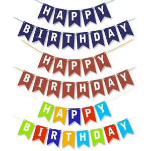 Bannière Joyeux Anniversaire Drapeau en Papier Queue d'Hirondelle Coloré Guirlande pour Décoration de Fête d'Enfants Petit Drapeau de Tirage Fournitures Anniversaire