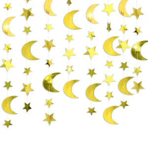 Golden star and moon hanging garland for birthday parties and wedding background decorations