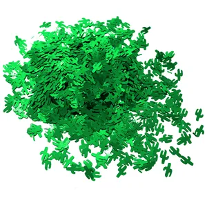 Confettis de cactus verts métalliques pour décoration de table de fête tropicale Hawaï