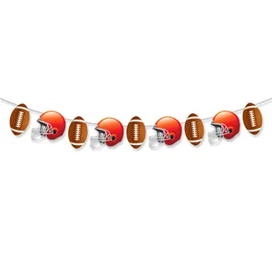 American football and orange helmet party banner on white background for sports theme decoration