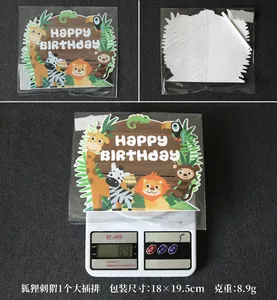 Front and back details of woodland animal birthday banner with weight measurement