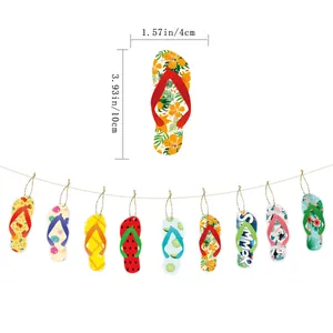 Hawaiian summer party banners with colorful tropical flip-flop shaped hanging decorations