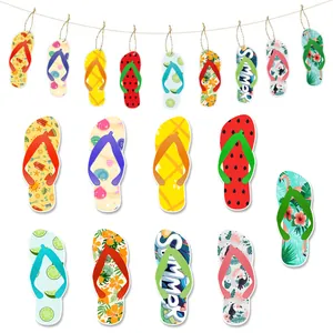 Hawaiian summer party decoration kit with tropical slipper paper tags and jute rope