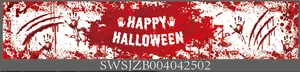 Détail de bannière d'Halloween avec empreintes de mains sanglantes et texte