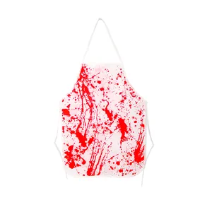 Grembiule bianco insanguinato con impronte rosse per costume horror di Halloween