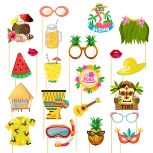 Hawaiianische Tropische Party Foto-Requisiten Papierbrille Flamingo Ananas Kokosnuss Tiki Maske Dekoration Für Sommer Luau