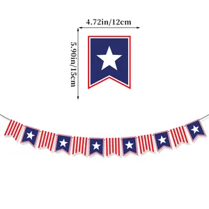 Détails de la bannière du Jour de l'Indépendance USA avec drapeaux étoilés et rayures