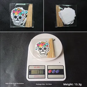 DIY Day of the Dead cake topper set with sugar skull cards, sticks and glue dots