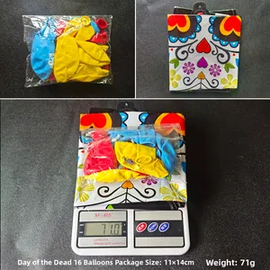 Day of the Dead balloon set in 11x14cm packaging with weights and festive skulls