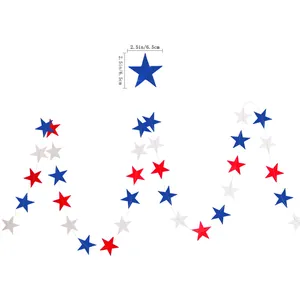 Patriotic red white and blue star garland for 4th of July party decoration 2.5in stars