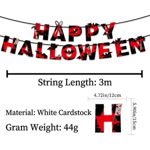 Bloody Happy Halloween banner set with splatter effects and spooky weapon designs