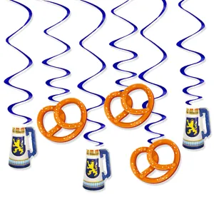 Oktoberfest Décorations en Spirale Suspendues Accessoires de Fête Thème Bavarois Chope à Bière Bretzel Papier PVC Spirale