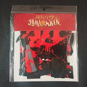 Detail view of Halloween bloody tool banner set in professional retail packaging