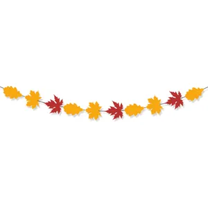 Thanksgiving Fall Maple Oak Leaf Garland Paper Banner For Autumn Party Home Decoration Hanging Foliage Decor