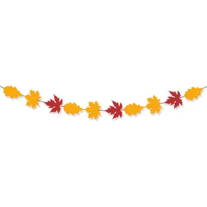 Guirnalda de hojas de otoño rojas y naranjas para la decoración de Acción de Gracias