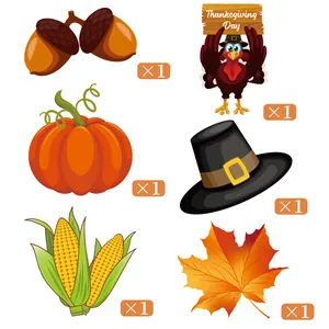 6pcs Thanksgiving hanging swirls with pumpkin turkey maple leaf and corn decorations
