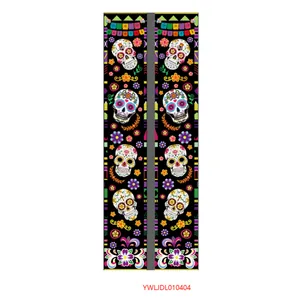 Bannières Dia de los Muertos avec crânes colorés et motifs de fête mexicains