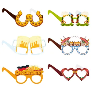 Set of 6 Oktoberfest themed party glasses with beer, pretzel and flag designs