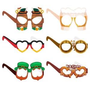 Oktoberfest party paper glasses set with beer mugs and German flag designs for events