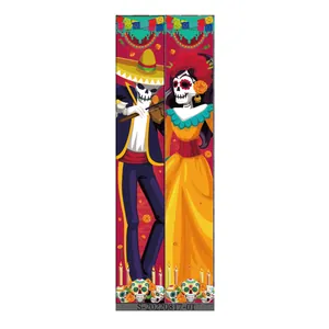 Détails des bannières de porte Dia de los Muertos avec squelettes traditionnels mexicains