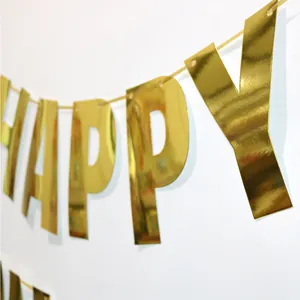 Bannière HAPPY NEW YEAR dorée effet miroir pour décoration de fête du Nouvel An 2024