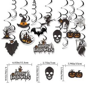 Vista dettagliata degli ornamenti di Halloween con dimensioni per zucca e teschio