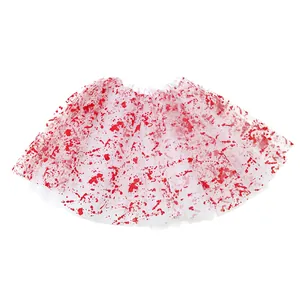 Halloween bloody tutu skirt with white mesh and realistic red blood splatter effect