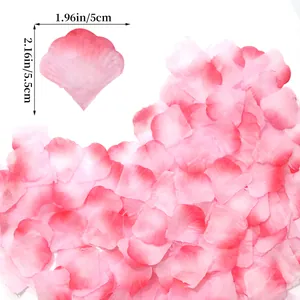Pink gradient artificial rose petals for wedding decor, set of 5cm by 5.5cm silk petals