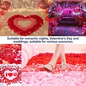 Mix of red, pink, and white artificial rose petals for romantic wedding aisle decoration