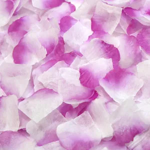 Pink and white gradient artificial rose petals with realistic silk texture for weddings