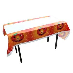 Halloween Disposable PE Tablecloth For Party Decor Pumpkin Skull Spider Web Design Waterproof Rectangle Plastic Table Cover