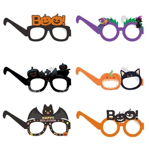 Set de 6 gafas de papel para fiesta de Halloween con calabazas, murciélagos y fantasmas