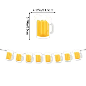 Detail view of beer mug party banner flags with dimensions 11.5cm by 15cm