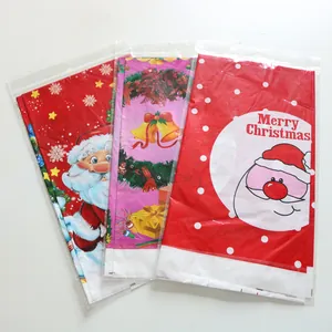 Set van 3 kerstcadeautassen van PE met kerstman- en belpatronen voor de feestdagen