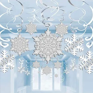 Decorazioni natalizie a fiocco di neve argento con spirali metalliche per feste